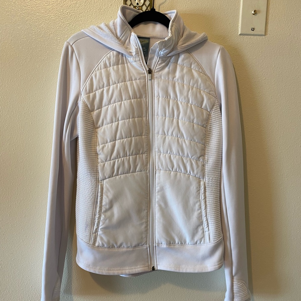 Tek Gear Women's White soft shell quilted med jacket insulated pockets